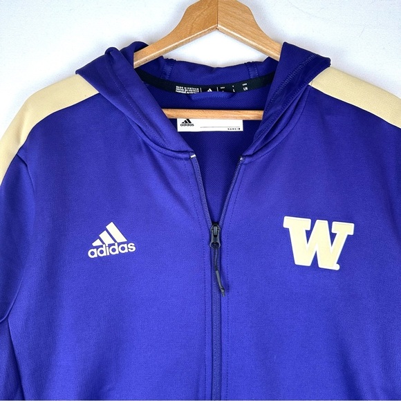 NWT Adidas Aeroready Full Zip Sweatshirt U of Washington Huskies Athleisure - Picture 2 of 9